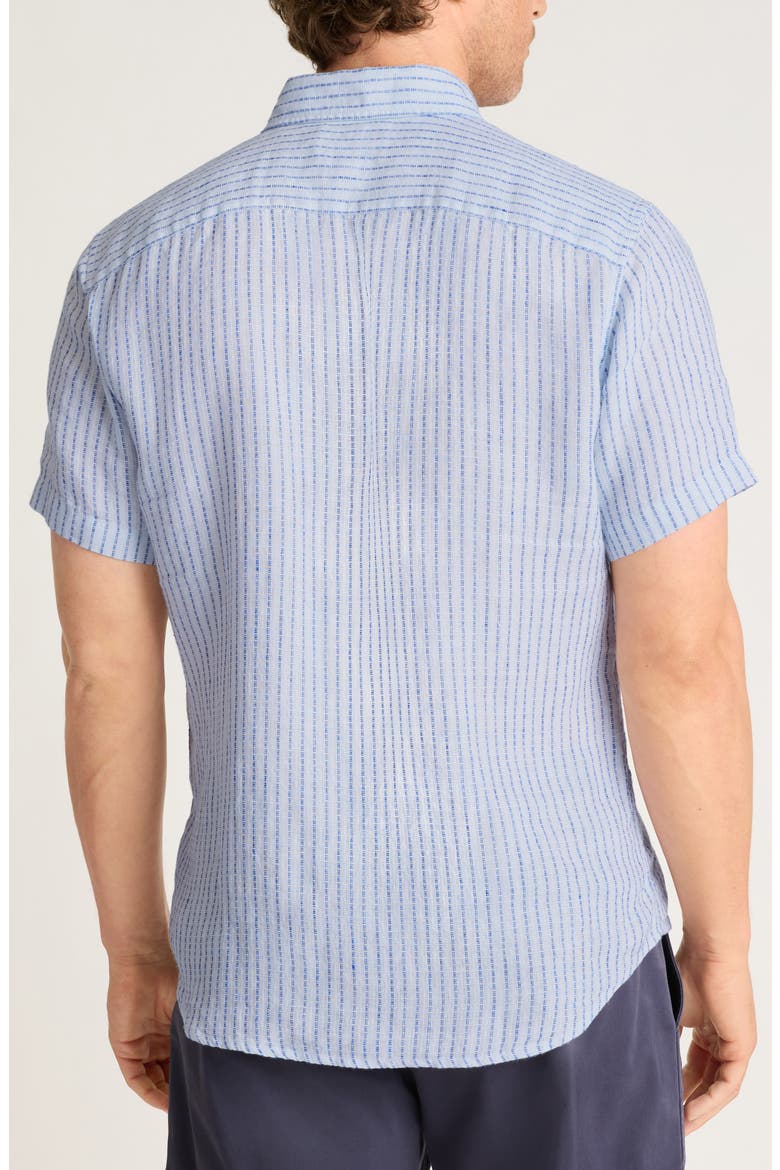 Slim Fit Striped Linen Short Sleeve Shirt, Alternate, color, LIGHT BLUE TRITON STRIPE LINEN