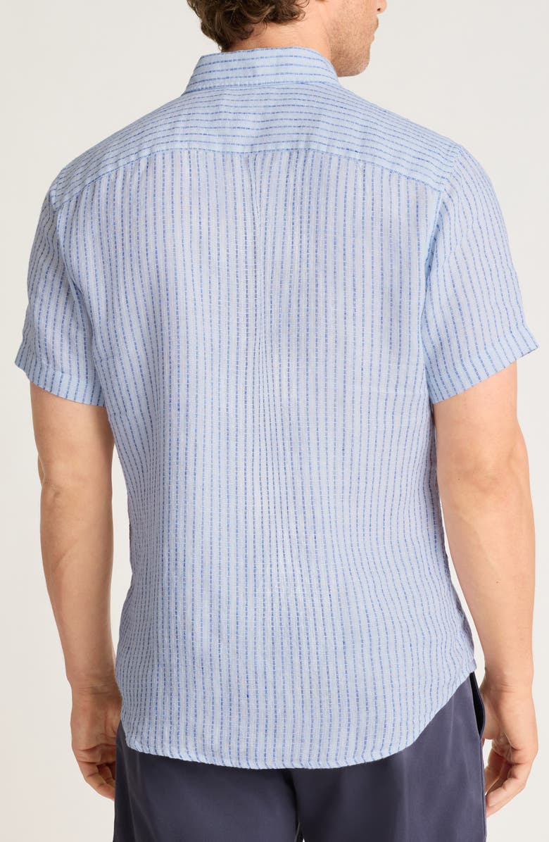 Bonobos Slim Fit Striped Linen Short Sleeve Shirt, Alternate, color, Light Blue Triton Stripe Linen