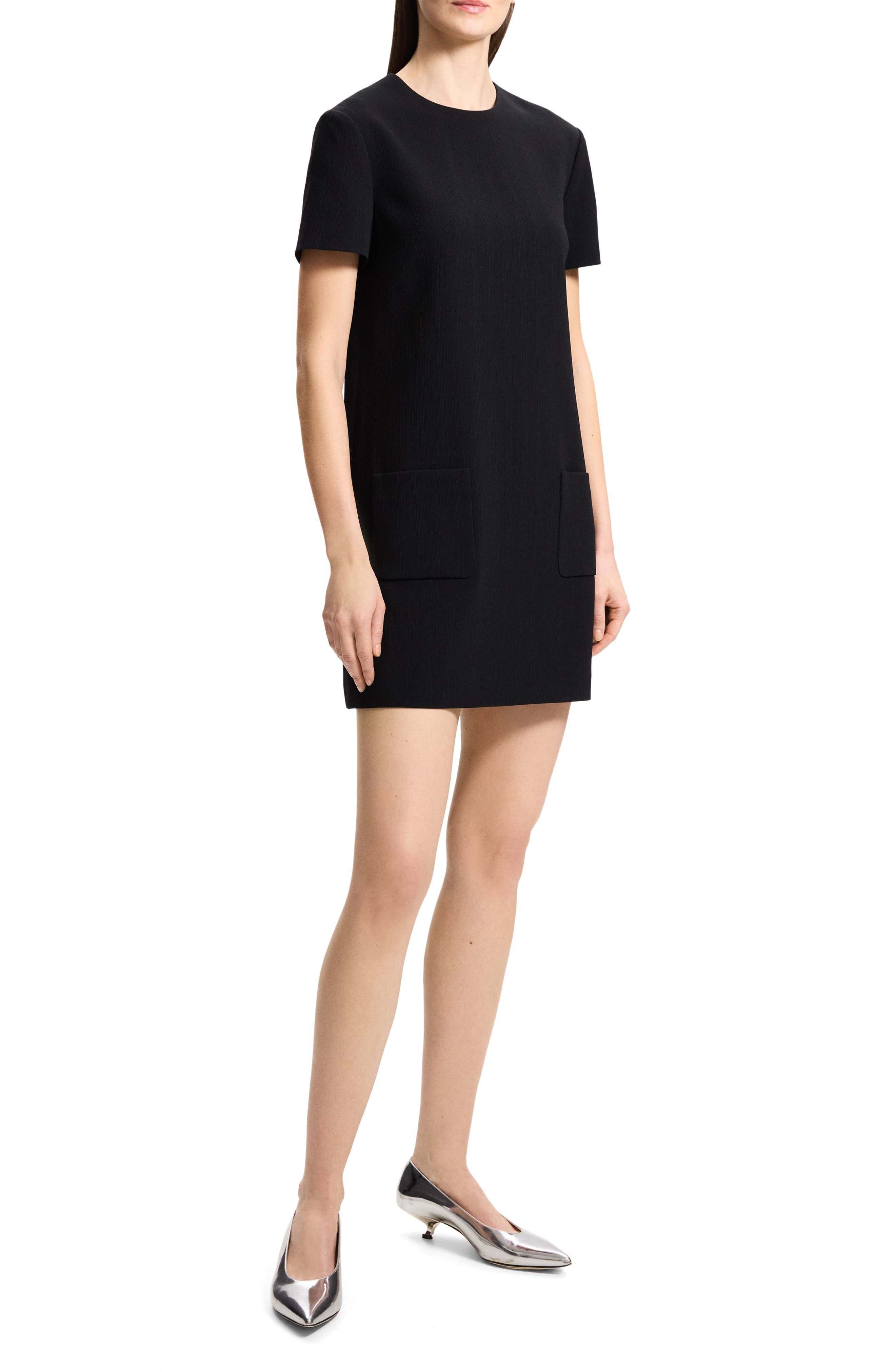 embroidered shift dress in admiral crepe Admiral Crepe Shift Dress (Women)