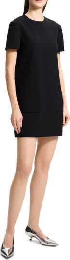 【23年製】セオリー Easy Shift DR Admiral Crepe 黒 Black Admiral Crepe Shift Dress | Theory
