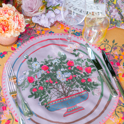 Sophie Williamson Design La Vie En Rose Set-of-six Cotton Placemats In Multi
