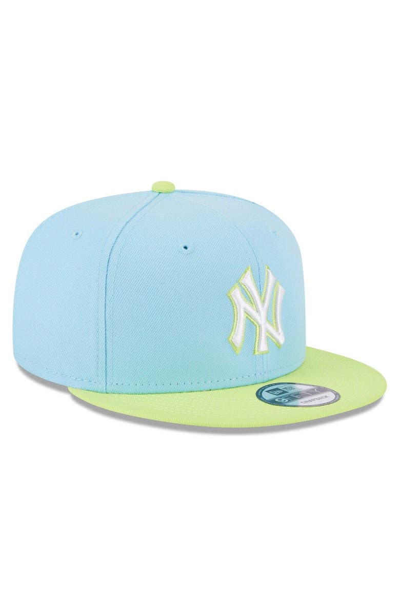 New Era Men's New Era Light Blue/Neon Green New York Yankees Spring Basic Two-Tone 9FIFTY Snapback Hat, Alternate, color, 