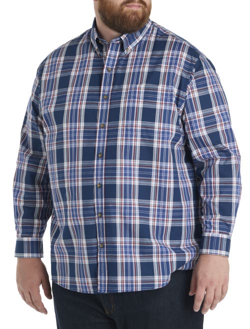 Harbor Bay By Dxl Big & Tall Easy-care Large Plaid Sport Shirt In Multi
