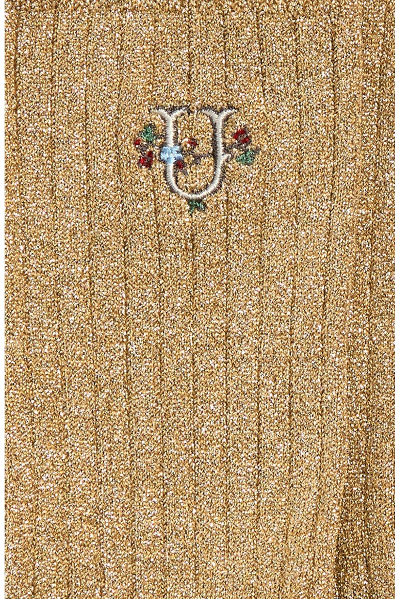 Logo Embroidered Rib Crew Socks, Alternate, color, GOLD