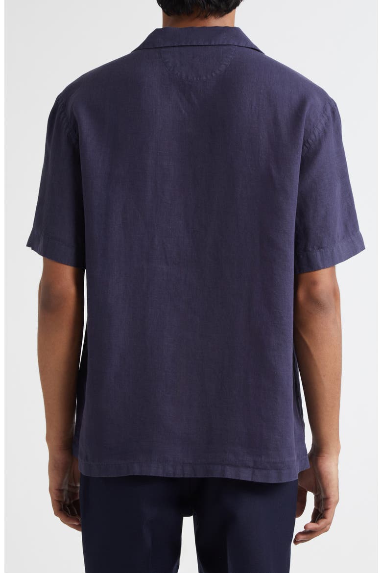 Linen Camp Shirt, Alternate, color, NAVY