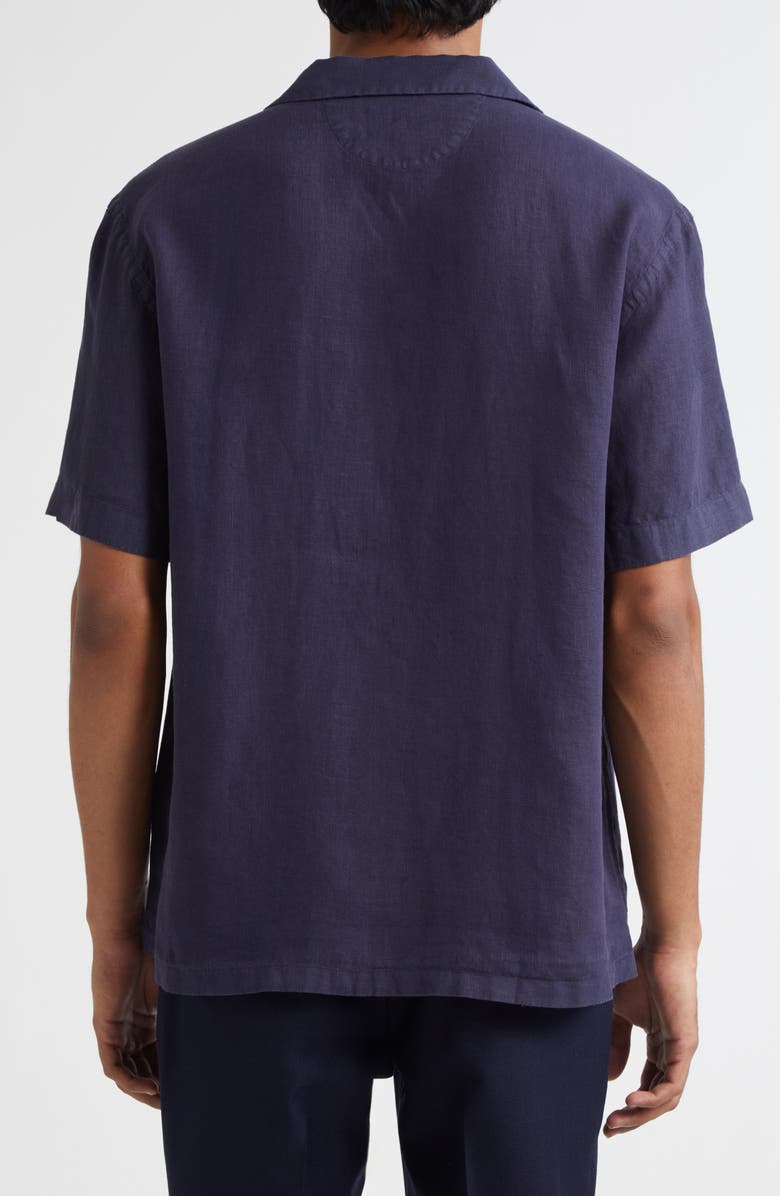 Thom Sweeney Linen Camp Shirt, Alternate, color, Navy