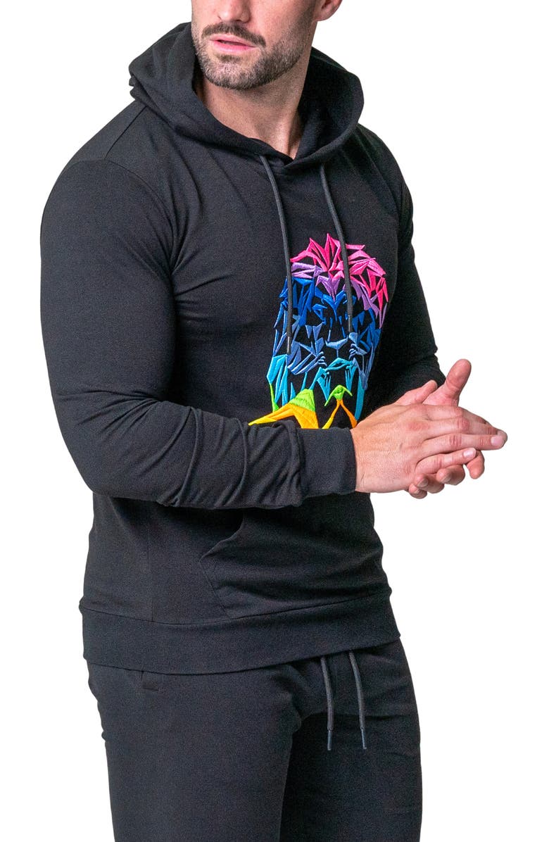 Maceoo Lion Face Embroidered Hoodie, Alternate, color, 
