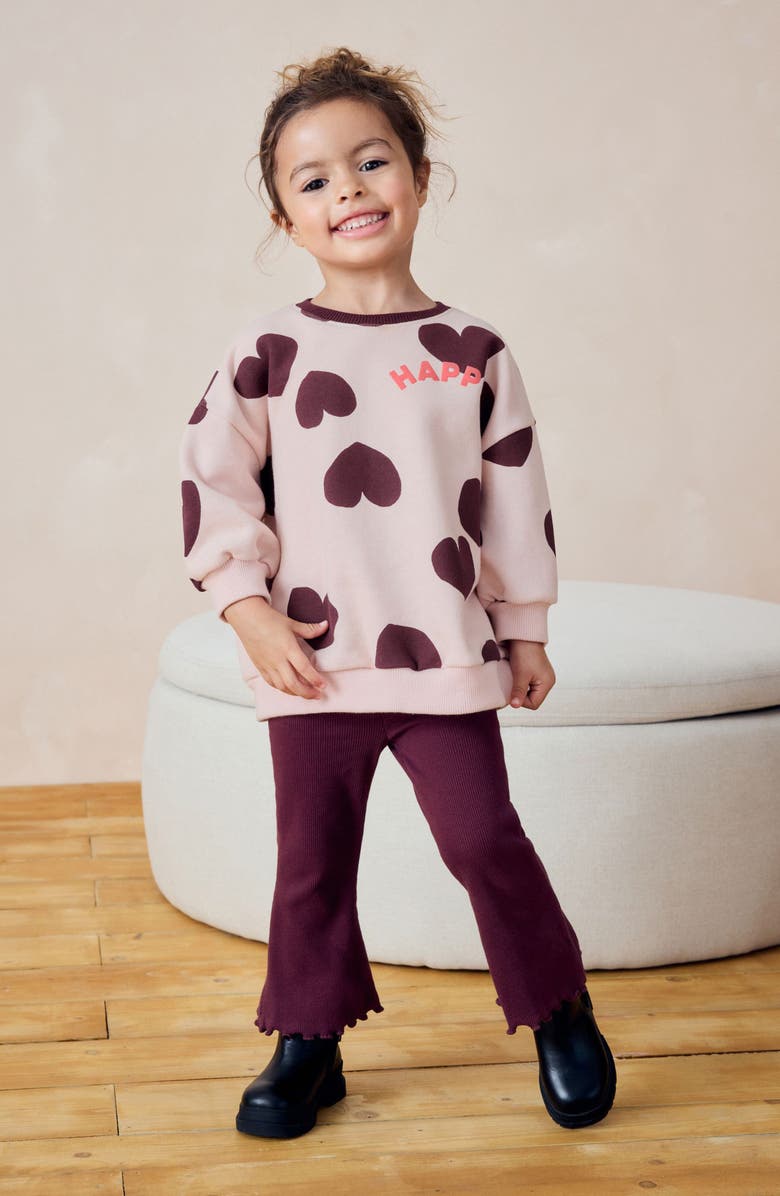 NEXT Kids' Heart Sweatshirt & Flare Leggings Set, Alternate, color, 