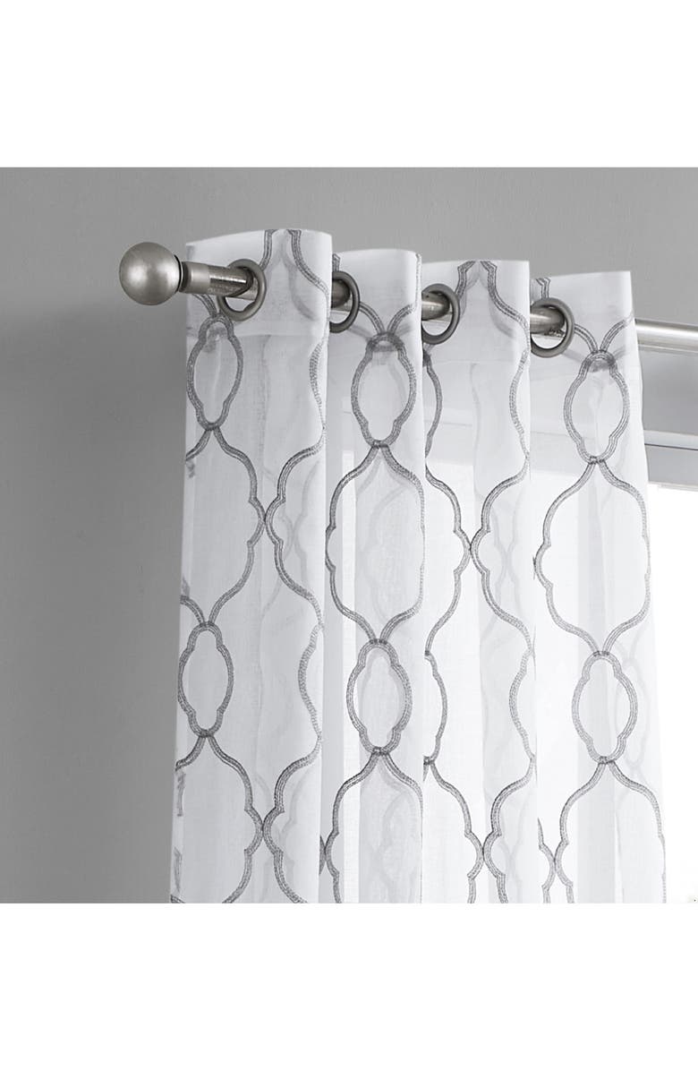 DAINTY HOME Set of 4 Print Sheer Curtain Panels, Alternate, color, Silver