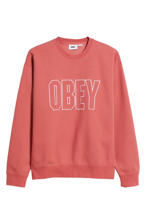 Obey Digable Fleece Crewneck Sweatshirt In Mineral Red