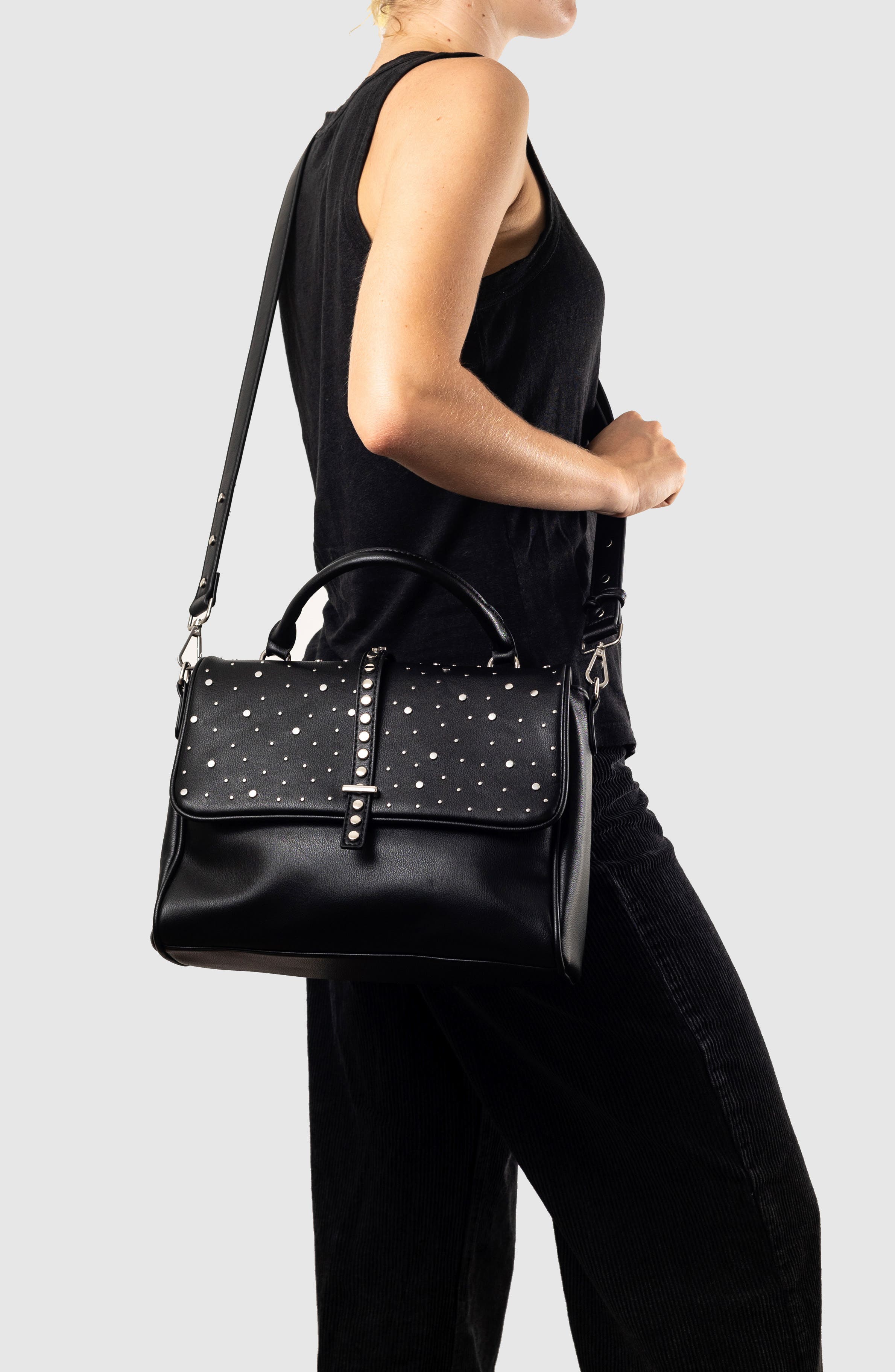 Urban Originals Orb Stud Top Handle Satchel, Alternate, color, 