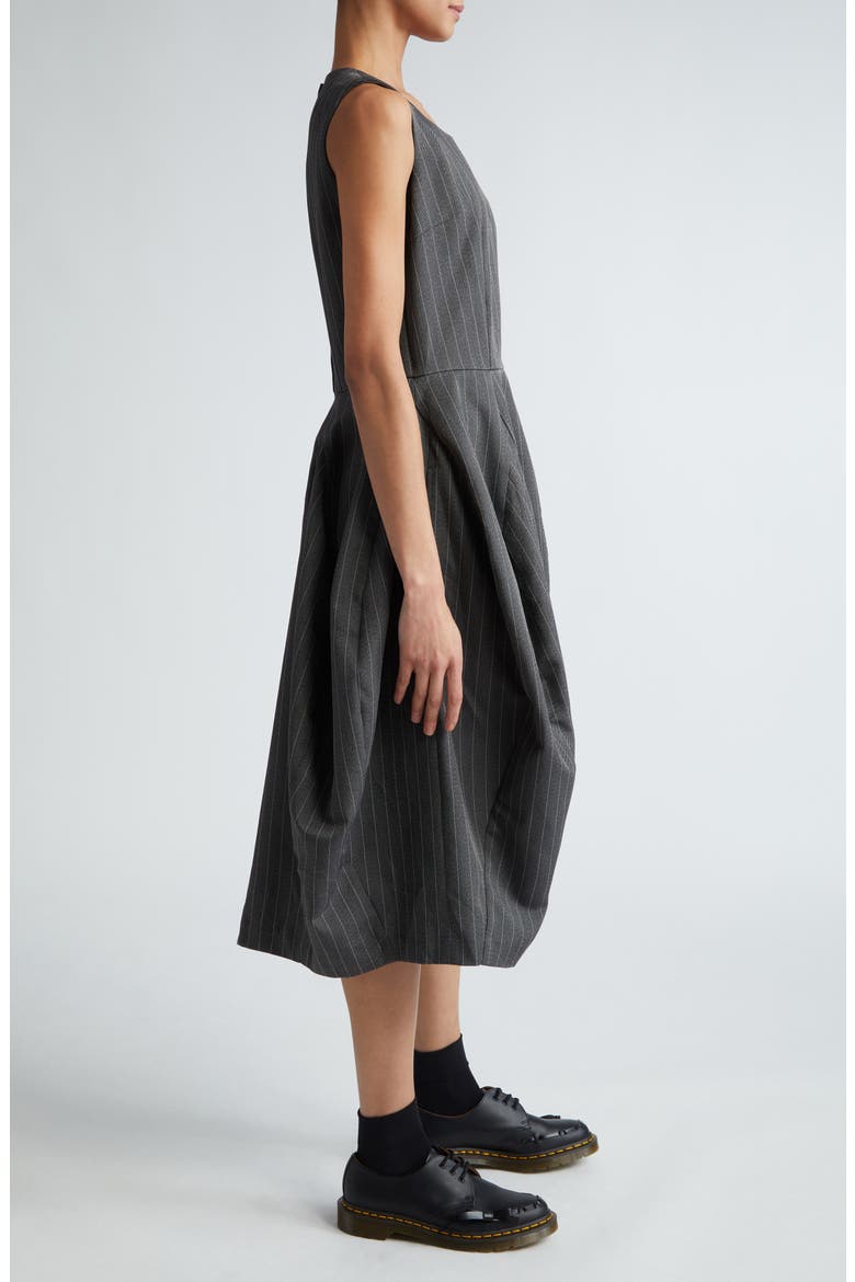 Pinstripe Sleeveless Serge Dress, Alternate, color, GREY