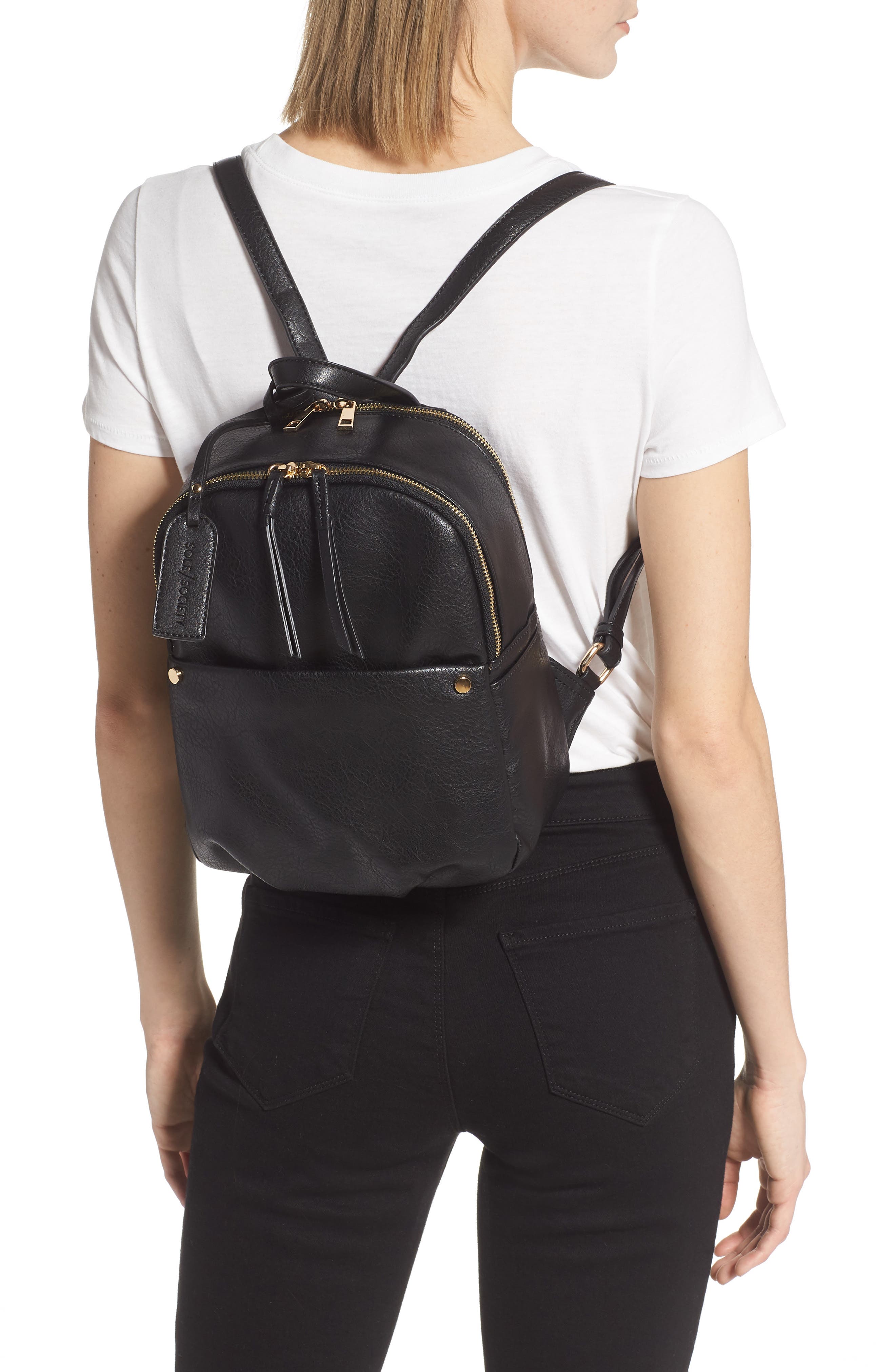 Sole Society Siena Faux Leather Backpack, Alternate, color, 