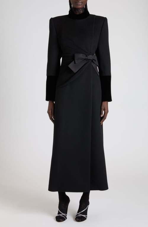 Valentino Compact Drape Virgin Wool & Cashmere Coat In Black