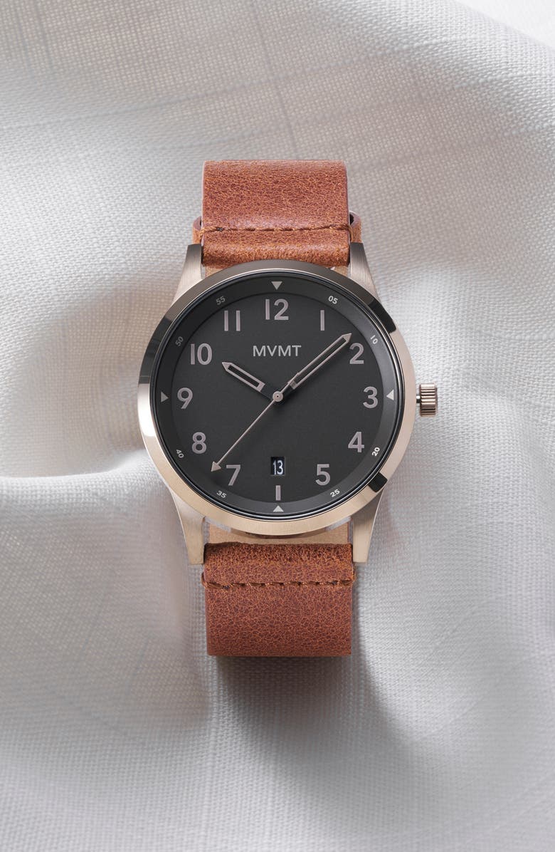 MVMT WATCHES MVMT Field Nomad Leather Strap Watch, 41mm, Alternate, color, 