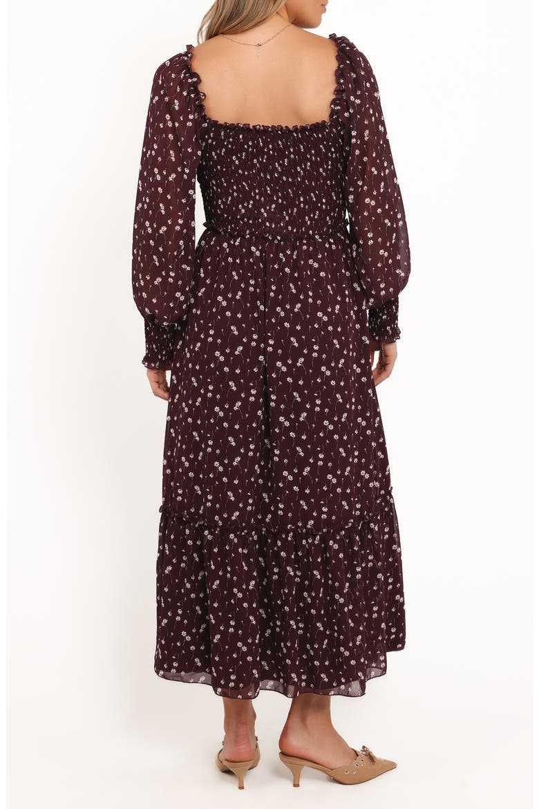 Keziah Floral Long Sleeve Midi Dress, Alternate, color, BURGUNDY FLORAL