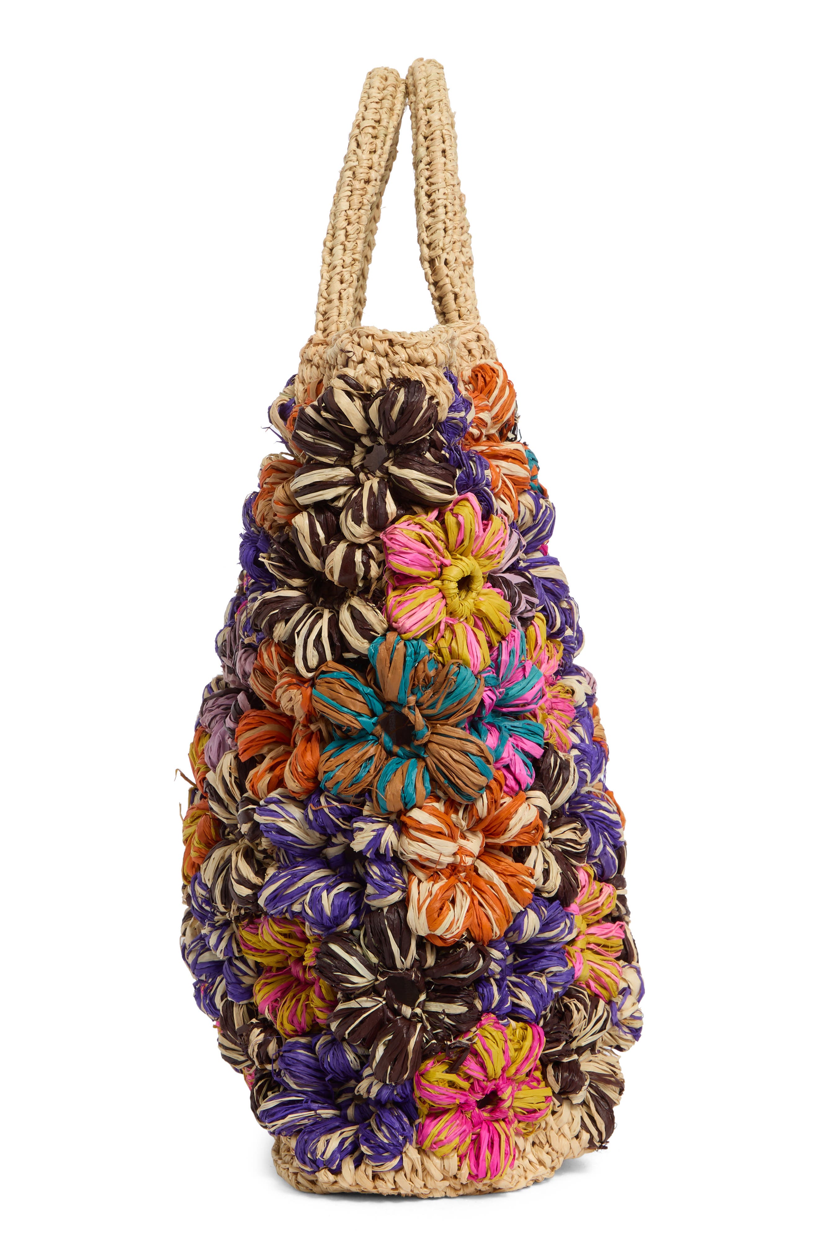 URBAN EXPRESSIONS HANDBAGS Floral Raffia Tote Bag, Alternate, color, Natural Multi