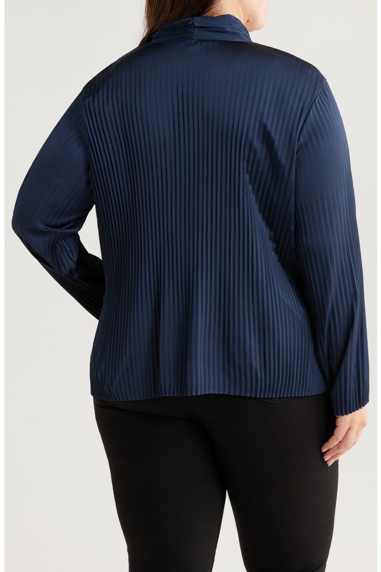 Pleat Satin Shirt, Alternate, color, DARK INDIGO