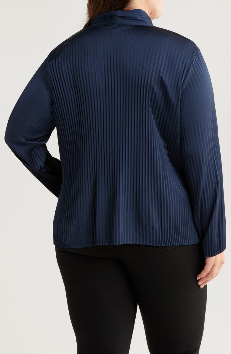 NIC+ZOE Pleat Satin Shirt, Alternate, color, Dark Indigo