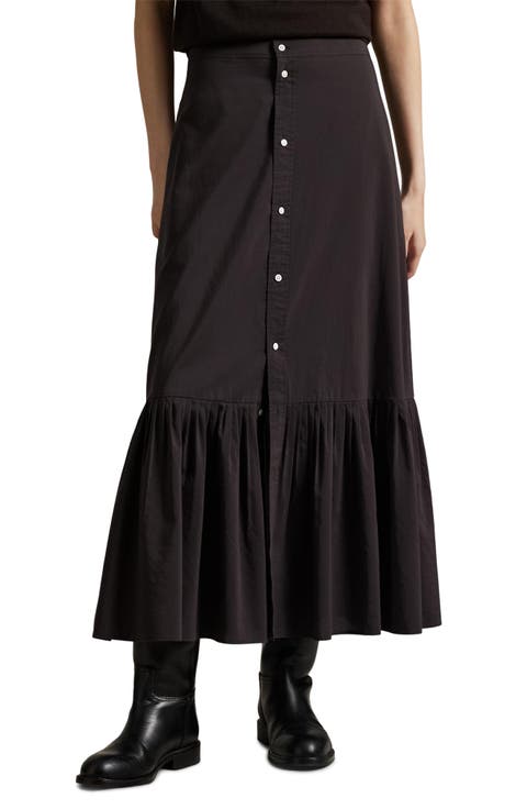 Cotton & Silk Button Front Skirt