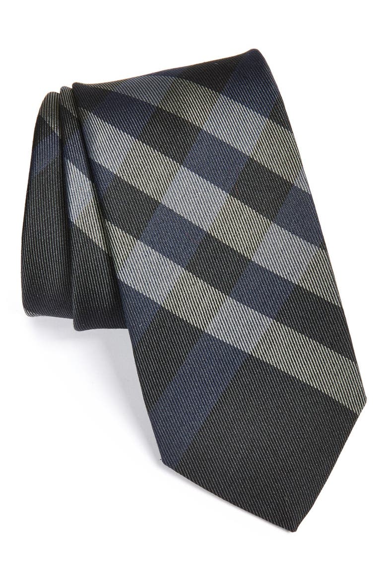 London Woven Silk & Cotton Tie, Main, color, NAVY