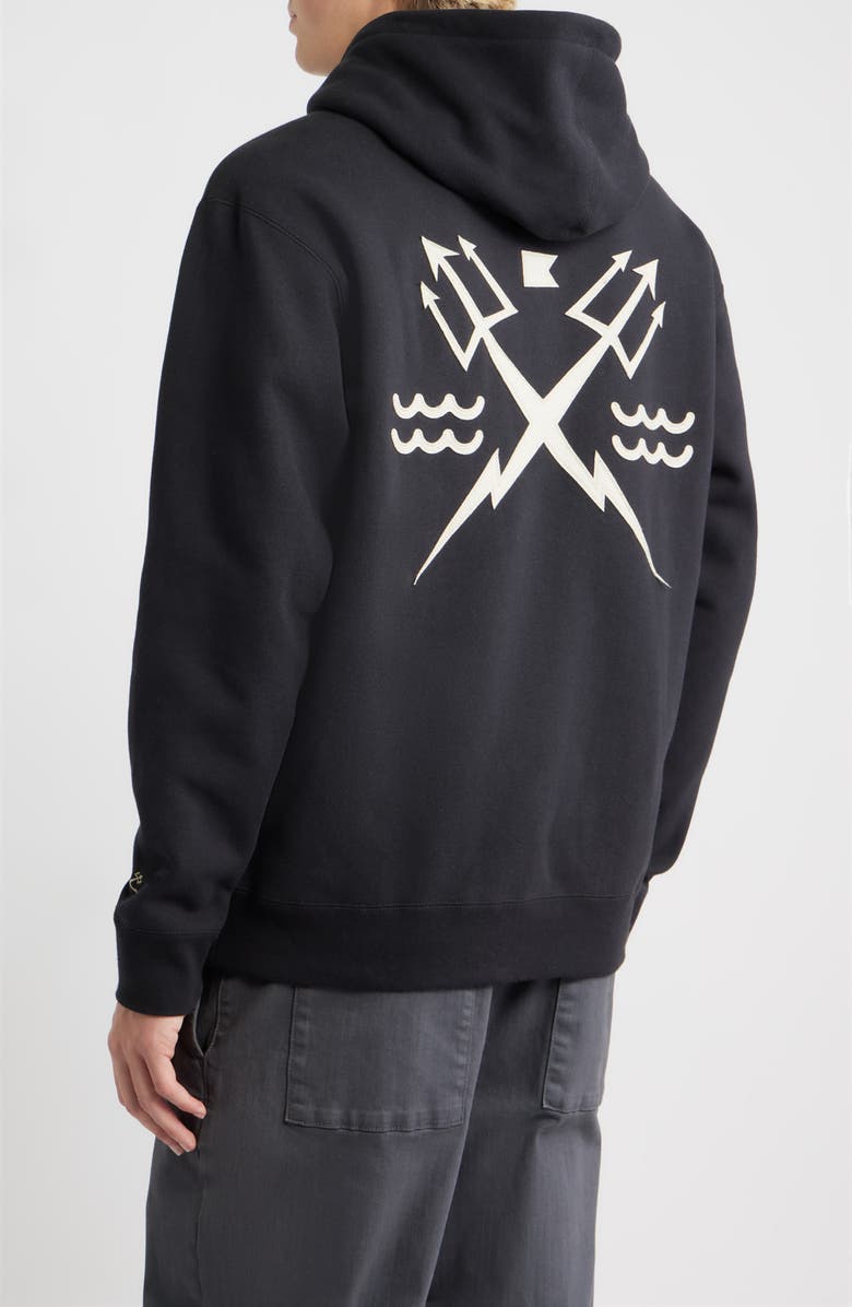 DARK SEAS Alamo Logo Graphic Fleece Hoodie, Alternate, color, Black