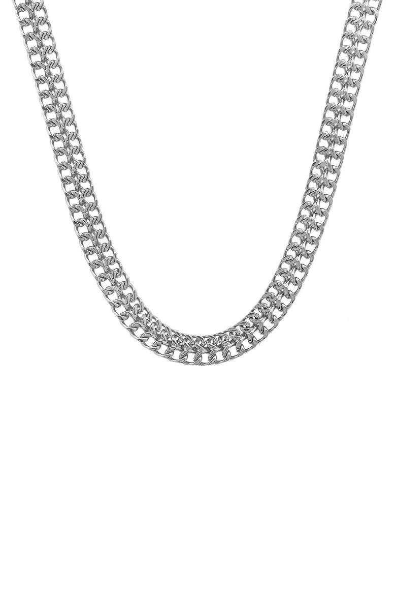Men's Flat Fancy Link Chain Necklace, Main, color, SILVER
