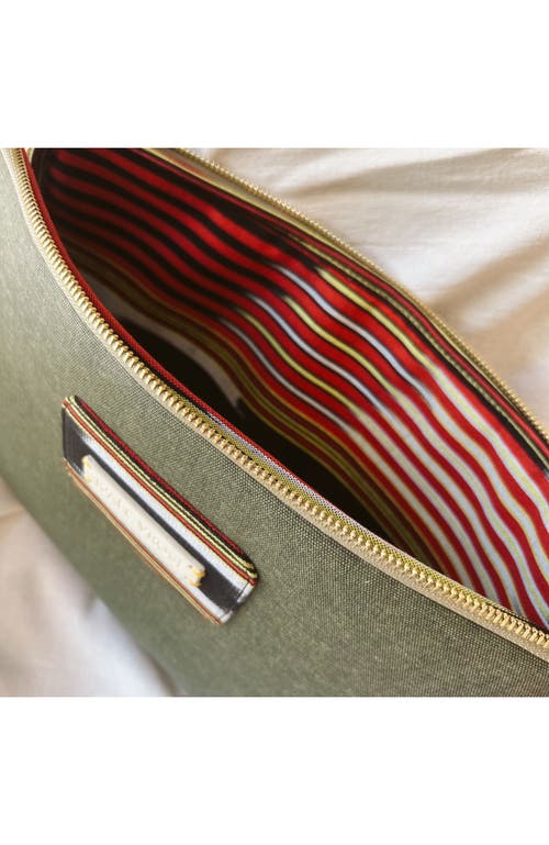 Kai & Vrosi K'ai & Vrosi Zipped, Patterned Canvas Laptop Case For 13" 14" In Green