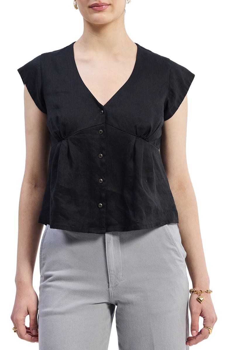 Reistor Deep V-neck Short Top, Main, color, Black