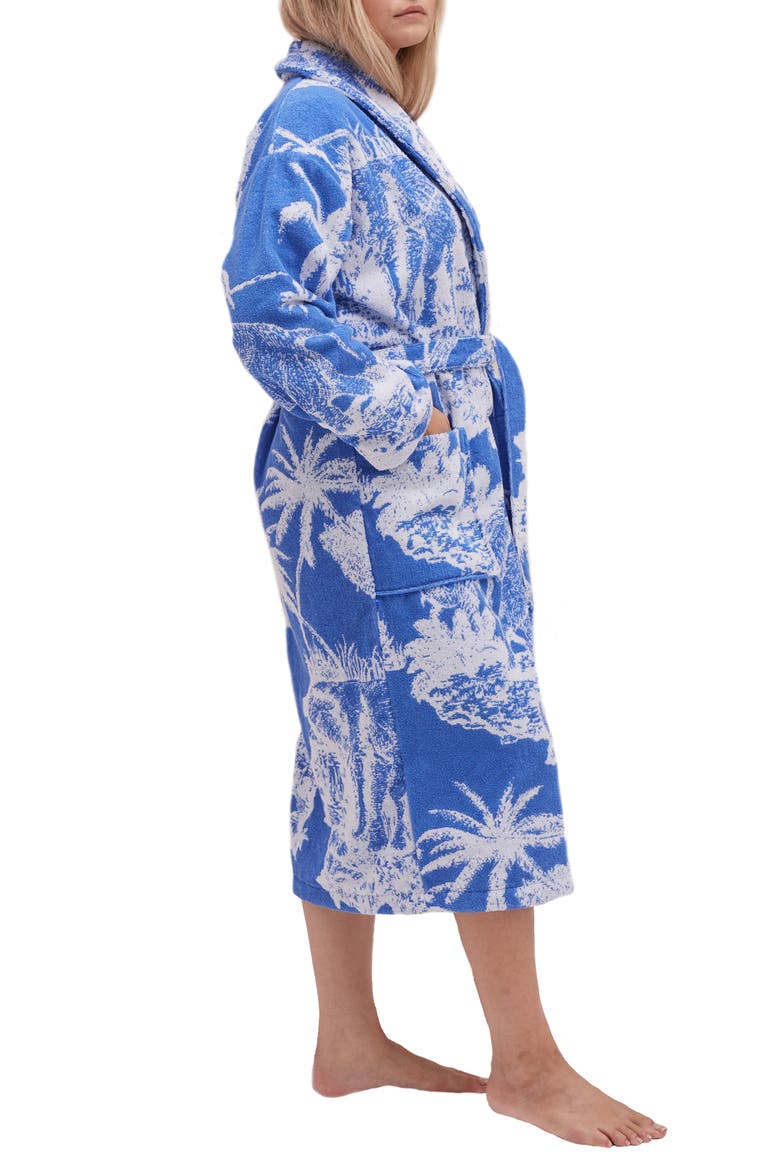 Print Terry Cloth Robe, Alternate, color, LOXODONTA BLUE/ WHITE