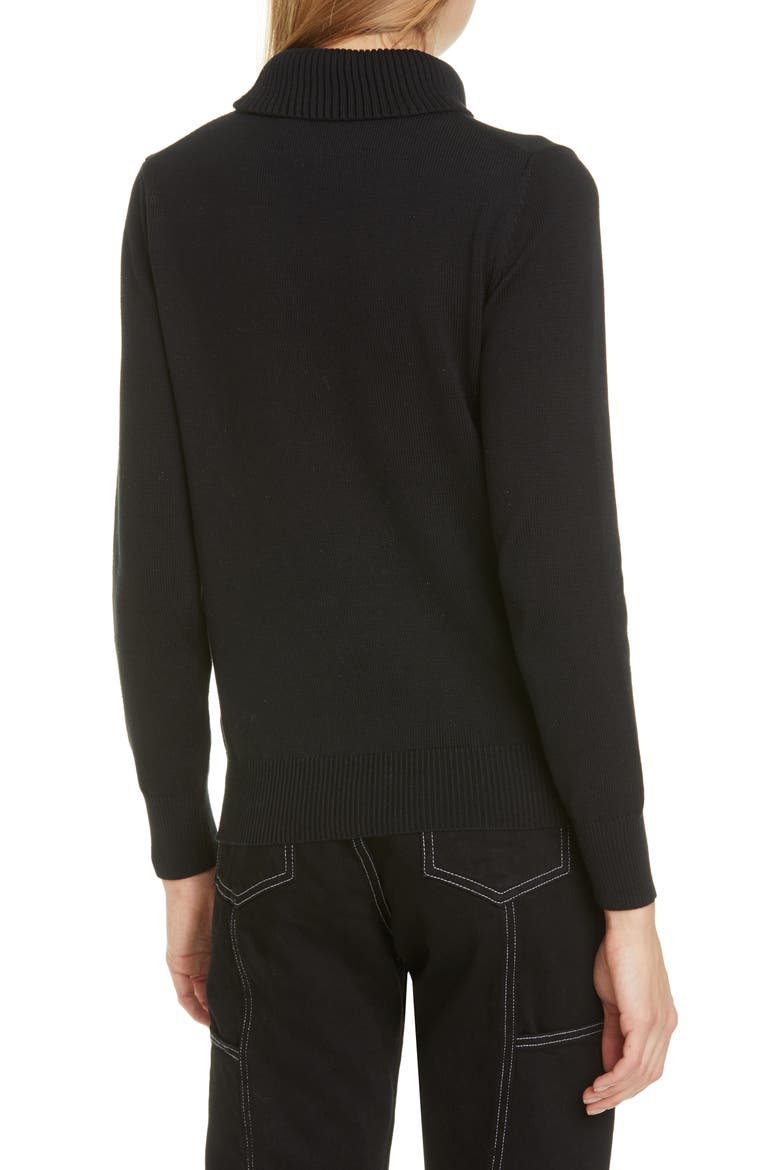 Doria Rib Cotton Blend Turtleneck Sweater, Alternate, color, BLACK 90303