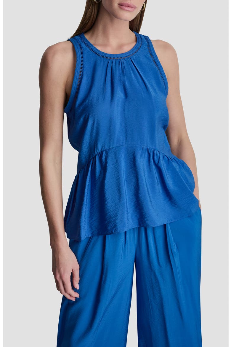 Ladder Lace Detail Sleeveless Top, Main, color, COBALT