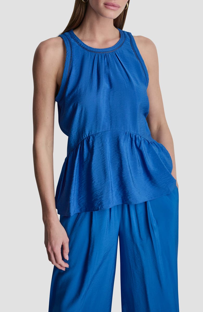 DKNY Ladder Lace Detail Sleeveless Top, Main, color, Cobalt