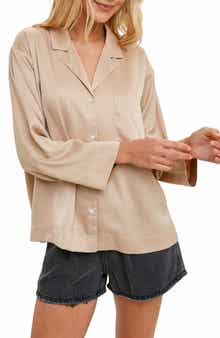 WISHLIST Satin Button Up Shirt