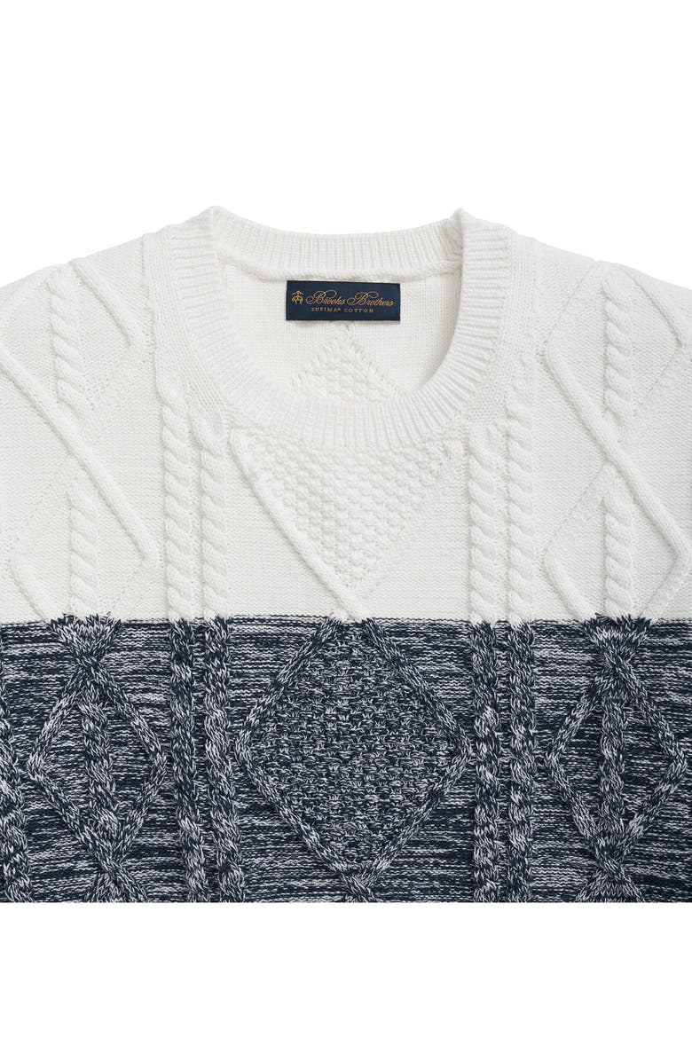 Brooks Brothers Cable Knit Supima<sup>®</sup> Cotton Sweater, Alternate, color, 