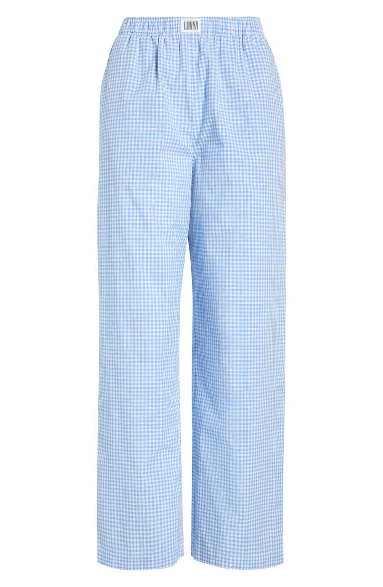 Lunya Airy Cotton Ankle Lounge Pants, Alternate, color, Market Check