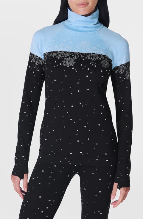 Snowflake Mock Neck Base Layer Top