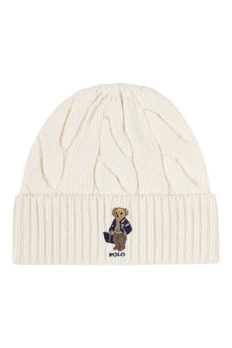 Bear Wool Blend Beanie, Main, color, CREAM