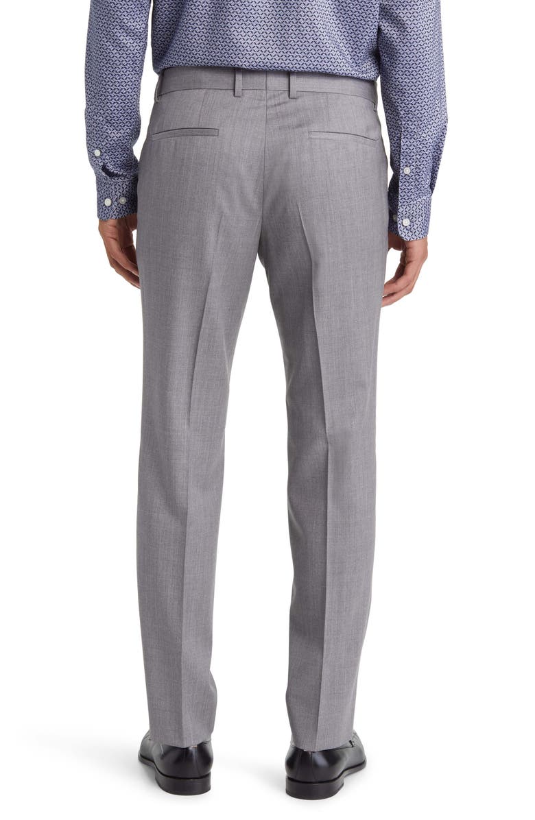 BOSS Genius Slim Fit Flat Front Wool Dress Pants, Alternate, color, Charcoal Grey