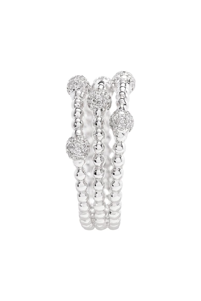 Pavé Ball Bead Three-Row Diamond Ring (Nordstrom Exclusive), Alternate, color, WHITE GOLD