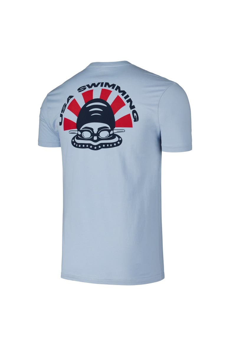 Unisex Flomotion Powder Blue USA Swimming Swimmer T-Shirt, Alternate, color, Powder Blue
