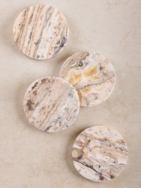 Tasmania Brown Onyx Coasters, Set of 4