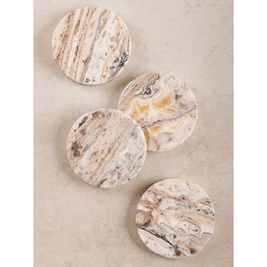 Gauri Kohli Tasmania Brown Onyx Coasters, Set Of 4 In Sand