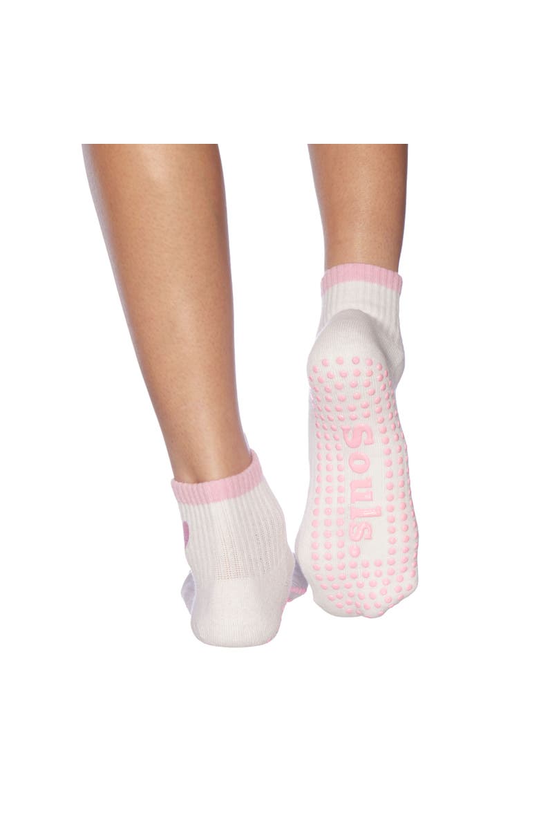 Souls. Pink Heart Ankle Grip Socks, Alternate, color, White