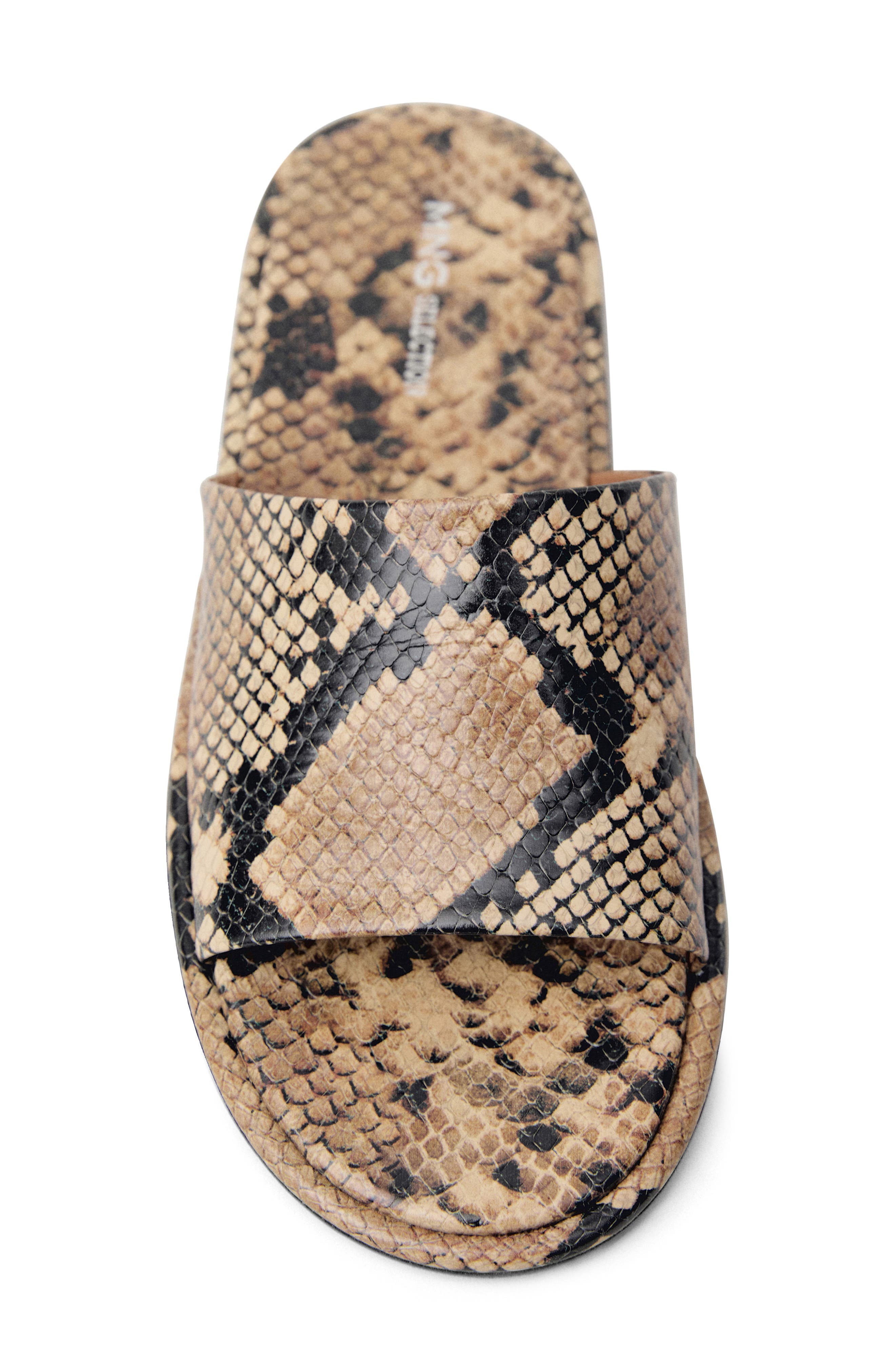 MANGO Snake Embossed Slide Sandal, Alternate, color, 