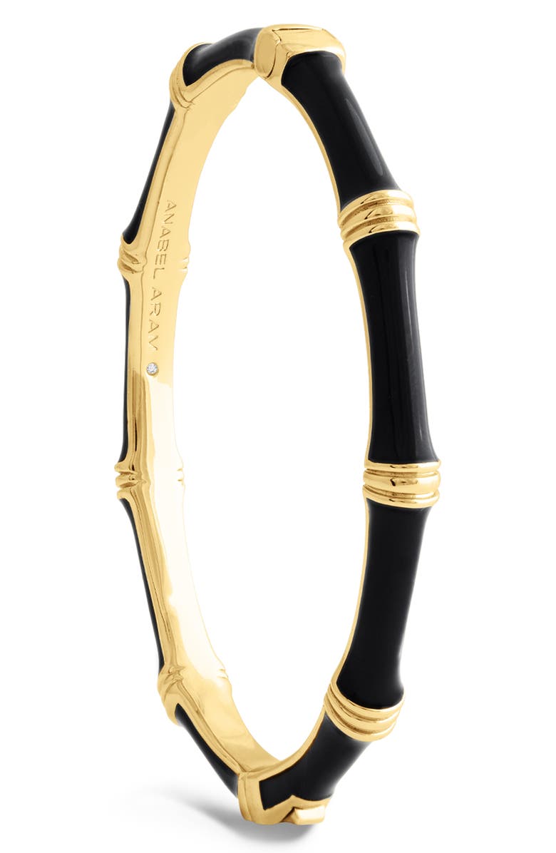 Anabel Aram Jewelry Bamboo Texture Enameled Bangle, Alternate, color, Black
