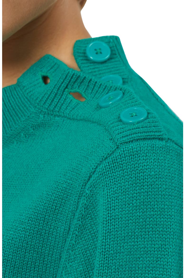 Rozanna Button Shoulder Wool & Cashmere Sweater, Alternate, color, PEPPER GREEN