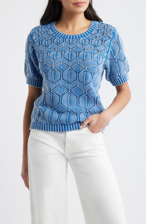 Open Stitch Short Sleeve Sweater