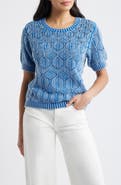 CITY BLUES Open Stitch Short Sleeve Sweater
