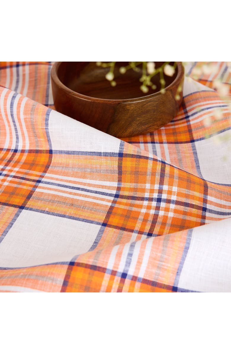 Solino Home Linen Table Runner for Dining Table, Holiday and Everyday Table Decor - Orange Plaid, Alternate, color, Orange